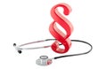 Section, paragraph symbol with stethoscope. 3D rendering Royalty Free Stock Photo