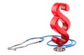 Section, paragraph symbol with stethoscope. 3D rendering Royalty Free Stock Photo