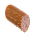 Section of Polska kielbasa on a white background