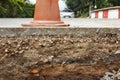 The section of road under constructions. Royalty Free Stock Photo