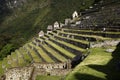 A section of rock terraces at the ruins of Machu Picchu, Peru.