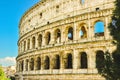 Section of, Roman Colosseum, against a clear, blue sky, in April Royalty Free Stock Photo