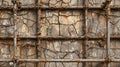 A section of scaffolding covered in dried mud with the intricate patterns of cracked dirt creating a unique texture Royalty Free Stock Photo