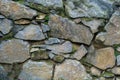 Section of a stone wall surface covered with green moss, natural background texture Royalty Free Stock Photo