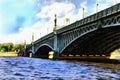 Section Troitsky bridge over the Neva river in St. Petersburg