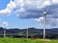 A section of a wind farm shows three wind turbines in the Atherton Tablelands Royalty Free Stock Photo