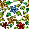 Sections flowers unfit colored, and outlines floral seamless pattern Royalty Free Stock Photo