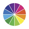 Sector color wheel. Multi-colored wheel. Segmented palette. Round multicolored chart. Vector illustration