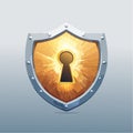 Secure Access Golden Shield Vector Icon Royalty Free Stock Photo