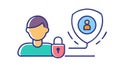 Secure Access: Locked User Profile with Key, vector design Generative AI Royalty Free Stock Photo