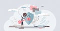 Secure access with privacy data security and protection tiny person concept