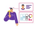 Secure account verification with biometric aflat vector illustration isolated.
