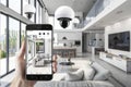 Secure alarm communication with SSL protocol and CCTV surveillance focuses on sound monitoring and electronic perimeter defense.