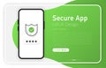 Secure App. Smartphone blank screen. Modern design. Device mockup. UI and UX design interface. Gradient background Royalty Free Stock Photo