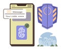 Secure Authentication via Mobile Verification, Biometrics, and Shielded Privacy Concept Royalty Free Stock Photo