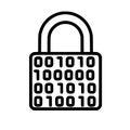 Binary Code Digital Padlock Icon, Cybersecurity and Data Encryption Vector Symbol Royalty Free Stock Photo