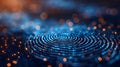 Secure Biometric Fingerprint in Digital Blues. Concept Digital Biometric Authentication, Secure