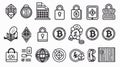 Secure Bitcoin Encryption Lock Vector Icons for Digital Currency Websites