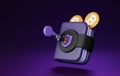 Secure bitcoin wallet crypto 3D icon and blockchain security 3d render