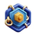 Secure Blockchain 3D Icon Representing Decentralized Digital Security and Encrypted Financial Transactions