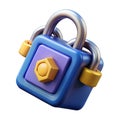 Secure Blockchain 3D Icon Representing Decentralized Digital Security and Encrypted Financial Transactions