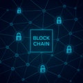 Secure Blockchain Network with Glowing Interconnected Nodes Royalty Free Stock Photo