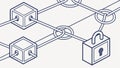 Secure blockchain network, symbolizing data integrity and security. vector design Generative AI Royalty Free Stock Photo