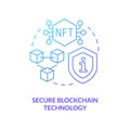 Secure blockchain technology blue gradient concept icon