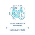 Secure blockchain technology turquoise concept icon
