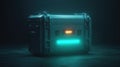 Secure box with glowing lights suggests advanced technology or contained power Royalty Free Stock Photo