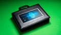 Secure Briefcase with Biometric Fingerprint Scanner Royalty Free Stock Photo