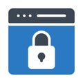 Secure browser glyph color flat vector icon