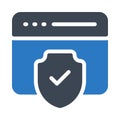 Secure browser glyph color flat vector icon
