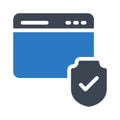 Secure browser glyph flat vector icon