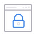 Secure browser thin color line vector icon