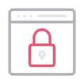 Secure browser thin color line vector icon