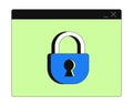 Secure browser window with padlock 2D cartoon object Royalty Free Stock Photo