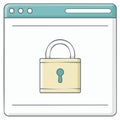 Secure browser window with padlock icon for online security and data protection illustration Royalty Free Stock Photo