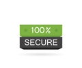 100% Secure button. Badge for commerce website. Modern vector illustration flat style