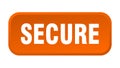 secure button. secure square 3d push button.