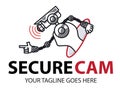 Secure Camera logo designs concept. ÃÂ¡yborg camera climbs out of the portal and finds the intruder