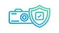 Secure Camera Shield Icon for Protection, vector design Generative AI Royalty Free Stock Photo