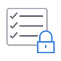 Secure checklist thin color line vector icon Royalty Free Stock Photo