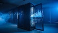 Futuristic Data Center Server with Glowing Interface Royalty Free Stock Photo