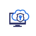 Secure cloud access, protected hosting icon Royalty Free Stock Photo