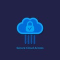 Secure cloud access, protected hosting vector icon Royalty Free Stock Photo