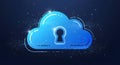 Secure cloud computing concept. A blue cloud icon with a keyhole in the center, symbolizing data protection and secure cloud Royalty Free Stock Photo