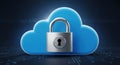 Secure cloud computing data protection concept with padlock symbol and digital network background Royalty Free Stock Photo