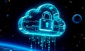 Secure Cloud Computing with Digital Lock and Data Streams Royalty Free Stock Photo