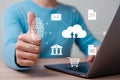 Cloud computing security with fingerprint authentication and data encryption for secure transactions Royalty Free Stock Photo